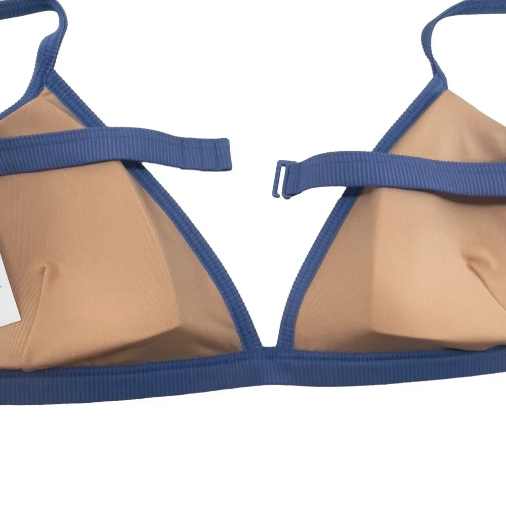 J Crew Ribbed Bikini Top Blue Triangle Plus Size 3X‎ BH483 New